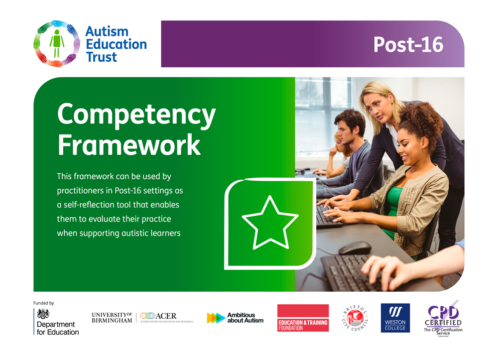 Hyperlinked image which links to the Autism Education Trust Post 16 Competency Framework