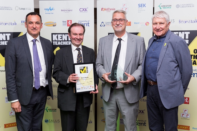 From left, Steven Holdcroft of the University of Kent, Cllr Roger Gough from KCC, and Steve Davies from Sheerness West Federation who won the Kent Executive Head Teacher of the Year Award.