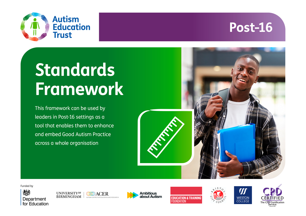 Hyperlinked image which links to the Autism Education Trust Post 16 Standards Framework