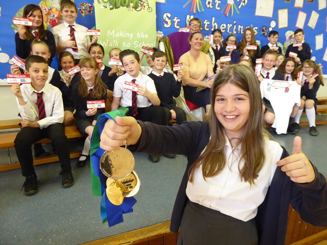 Ruby Thomson, 10, and the rest of Ash Class at St Katherine's School who won a storytime with Catherine Spencer.